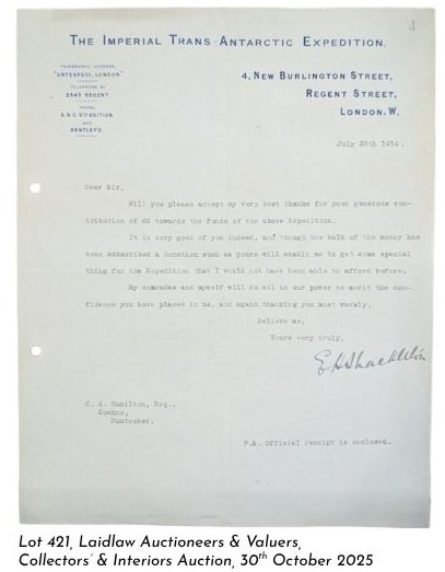Rare letter from Antarctic Explorer almost discarded with rubbish