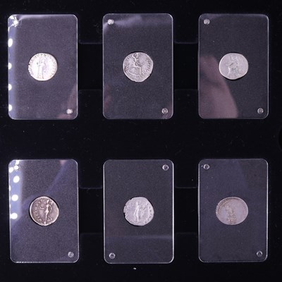 Lot 566 - A collection of Roman silver and bronze...