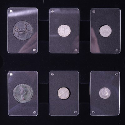 Lot 566 - A collection of Roman silver and bronze...