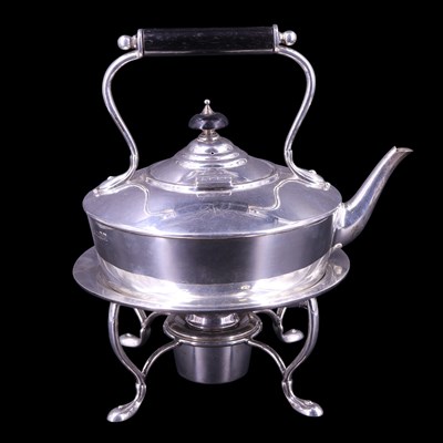 Lot 904 - A George V silver spirit kettle and stand,...
