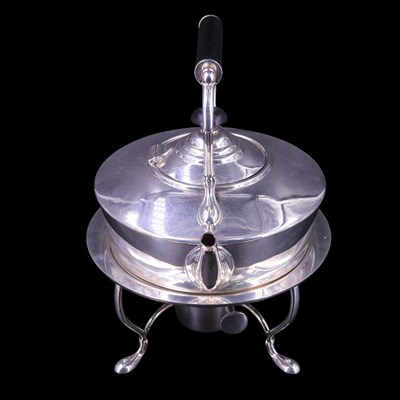 Lot 904 - A George V silver spirit kettle and stand,...
