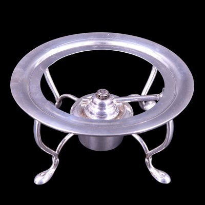 Lot 904 - A George V silver spirit kettle and stand,...