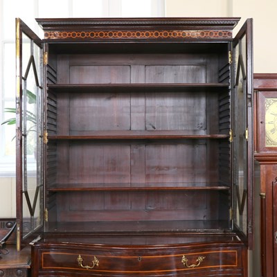 Lot 1555 - A fine George III inlaid mahogany bookcase...