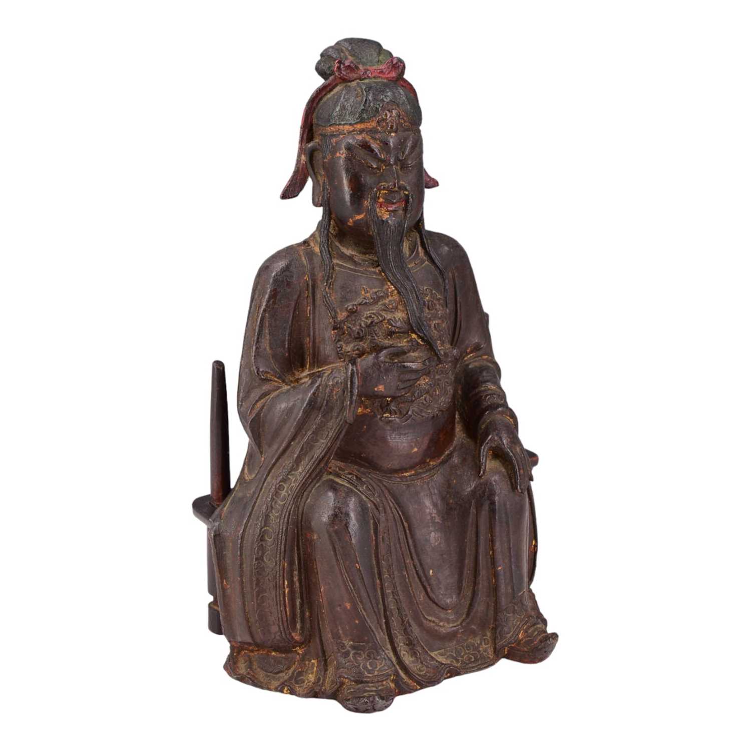 Lot 1734 - A Ming Chinese style painted and parcel-gilt...