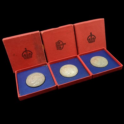 Lot 367 - Three cased 1935 silver crown coins