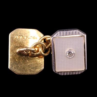Lot 1388 - A cased Art Deco influenced diamond, 18 ct...