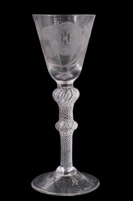 Lot 1368 - A Jacobite wine glass, having a conical funnel...
