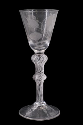 Lot 1368 - A Jacobite wine glass, having a conical funnel...