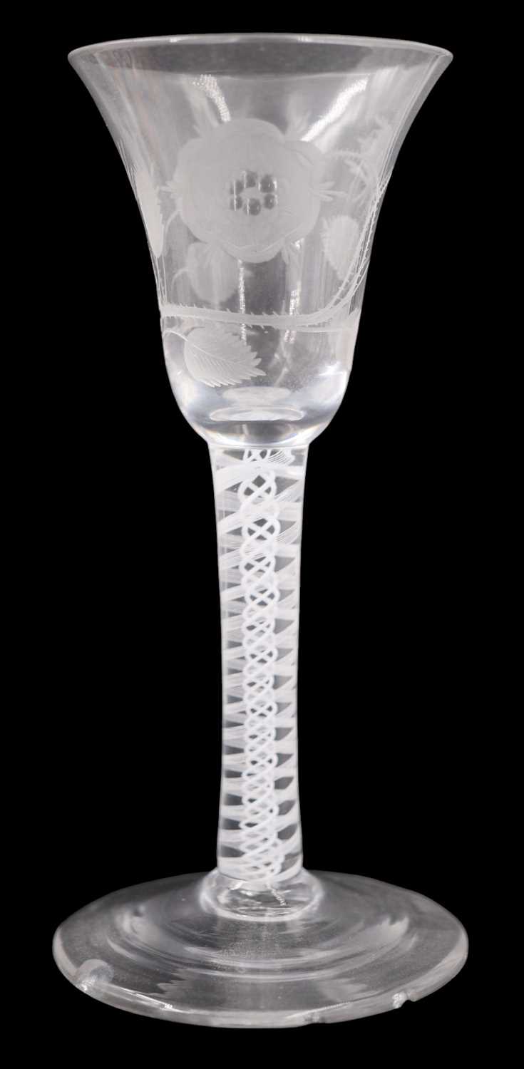Lot 1367 - A Jacobite wine glass, having a bell-shaped...