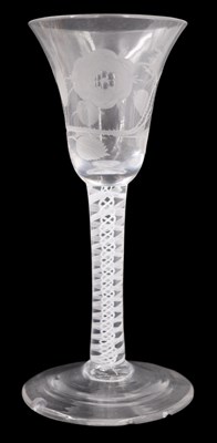 Lot 1367 - A Jacobite wine glass, having a bell-shaped...