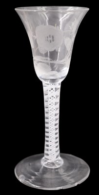 Lot 1367 - A Jacobite wine glass, having a bell-shaped...