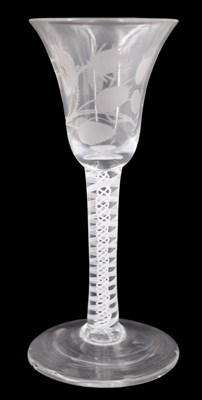 Lot 1367 - A Jacobite wine glass, having a bell-shaped...