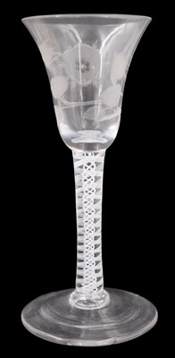 Lot 1367 - A Jacobite wine glass, having a bell-shaped...