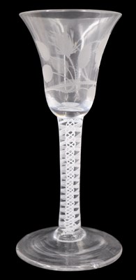 Lot 1367 - A Jacobite wine glass, having a bell-shaped...