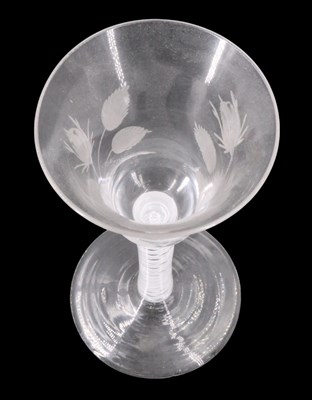 Lot 1367 - A Jacobite wine glass, having a bell-shaped...