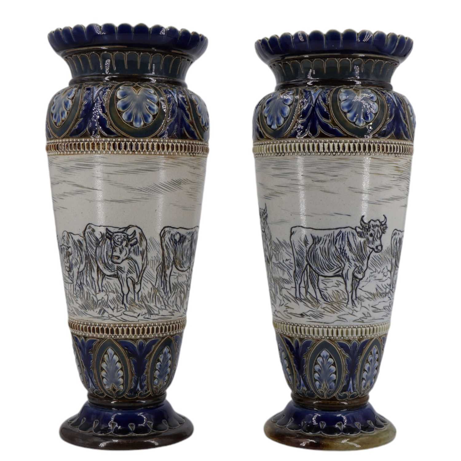 Lot 428 - A pair of Victorian Hannah Barlow Doulton...