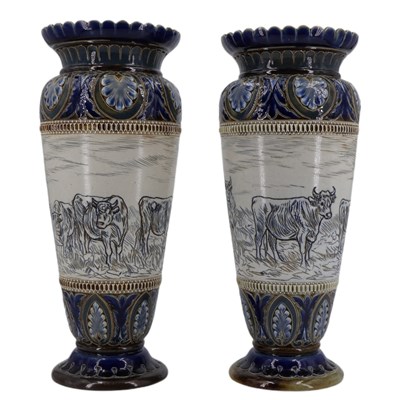 Lot 428 - A pair of Victorian Hannah Barlow Doulton...