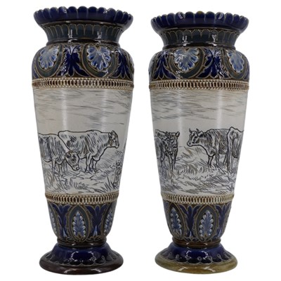 Lot 428 - A pair of Victorian Hannah Barlow Doulton...