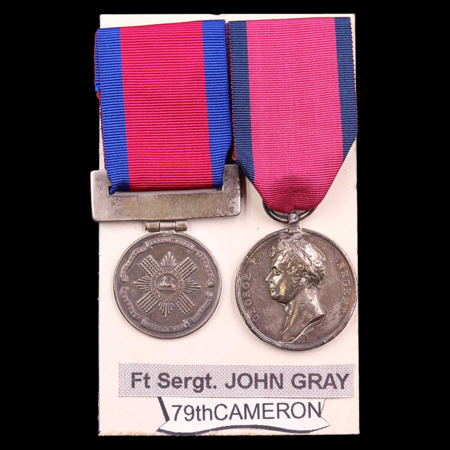 Lot 172 - A Waterloo medal to Sgt John Gray, 1st...