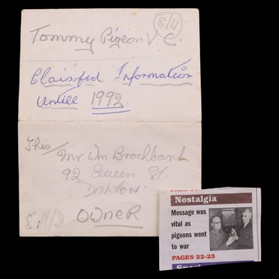 Lot 195 - A PDSA Dickin medal awarded to the homing...
