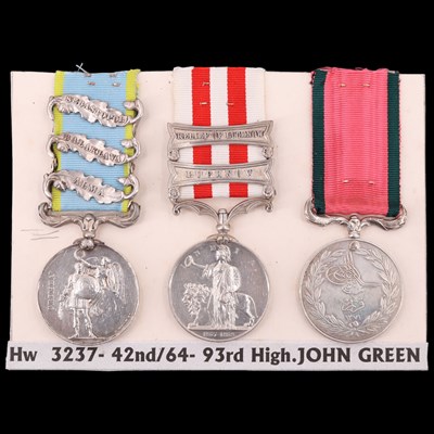 Lot 139 - A Crimea medal with three clasps, Indian...
