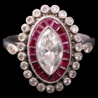 Lot 1270 - A fine ruby and diamond ring, comprising a...
