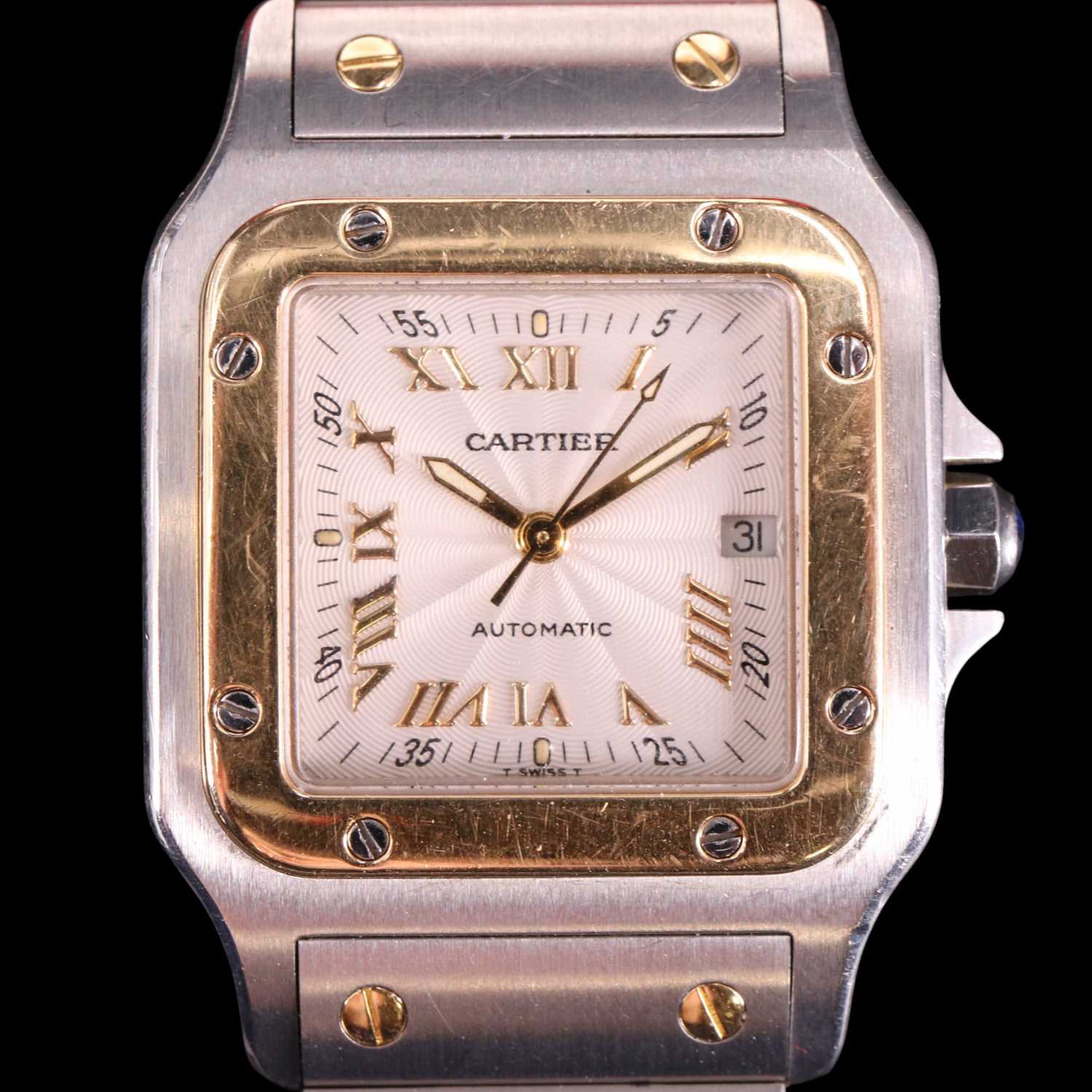 Lot 1393 - A Cartier Santos Galbée stainless steel and 18...
