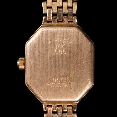 Lot 1402 - A lady's 14 k gold dress wristwatch, having a...