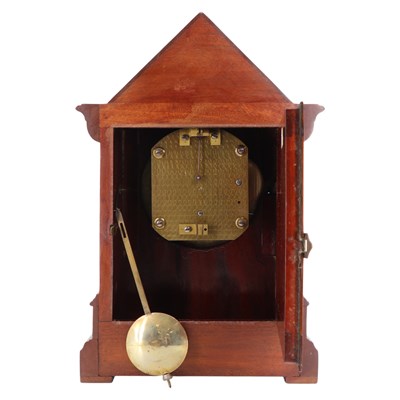 Lot 1530 - A Victorian Gothic-style mahogany mantle clock,...