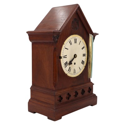 Lot 1530 - A Victorian Gothic-style mahogany mantle clock,...