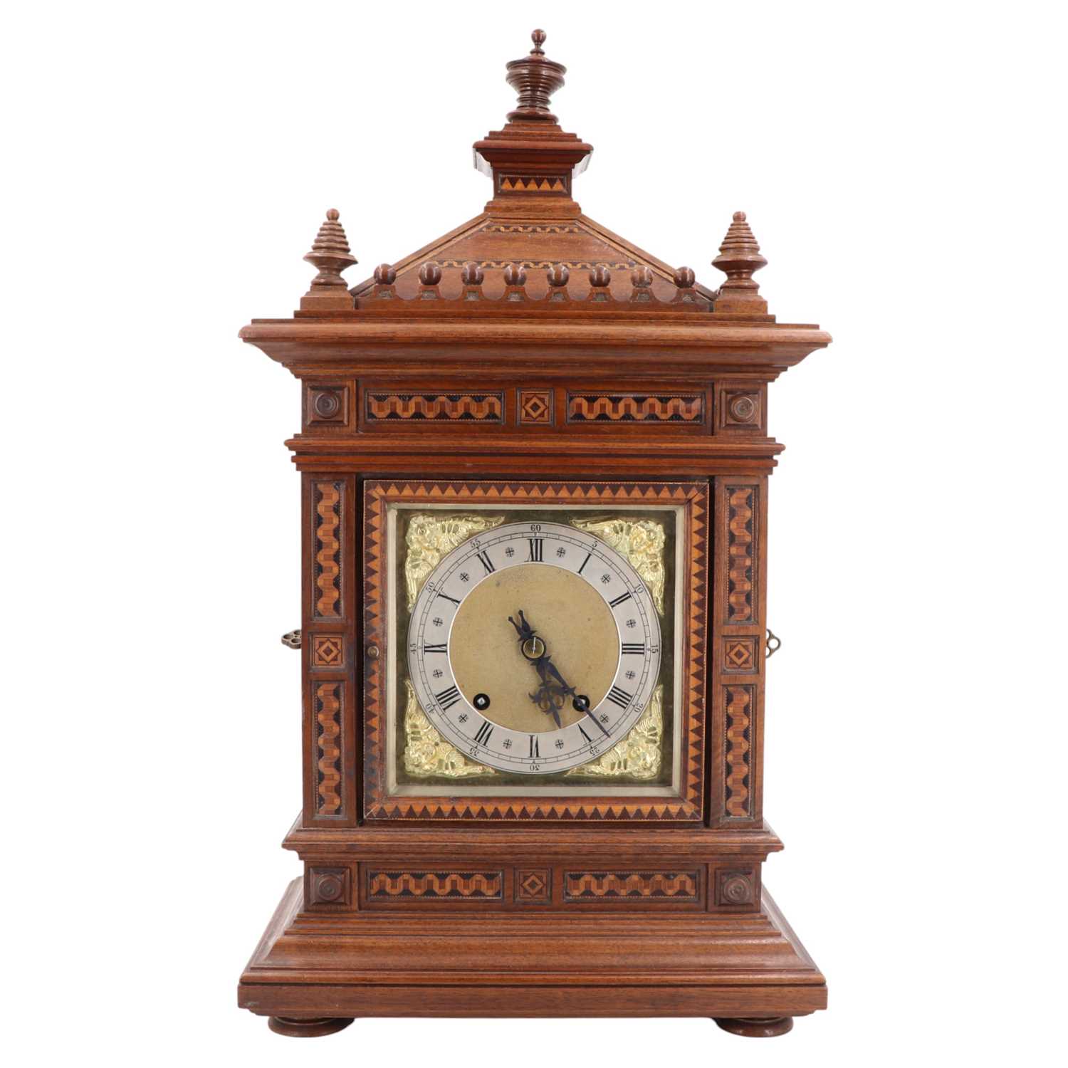 Lot 1537 - A late 19th Century inlaid-walnut bracket...