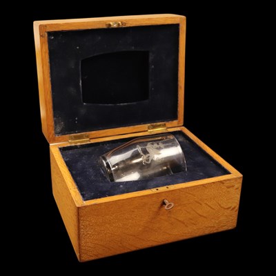 Lot 1048 - A Lowther family glass tumbler, of barrel form...