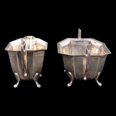 Lot 735 - A 1930s silver five-piece tea and coffee set,...