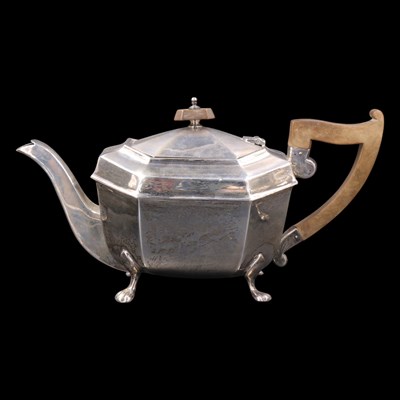 Lot 735 - A 1930s silver five-piece tea and coffee set,...