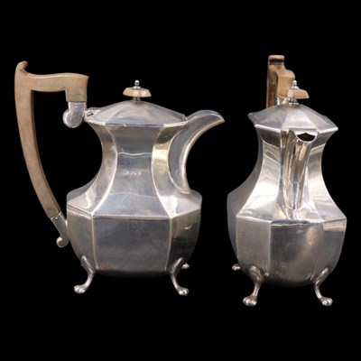 Lot 735 - A 1930s silver five-piece tea and coffee set,...