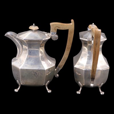 Lot 735 - A 1930s silver five-piece tea and coffee set,...