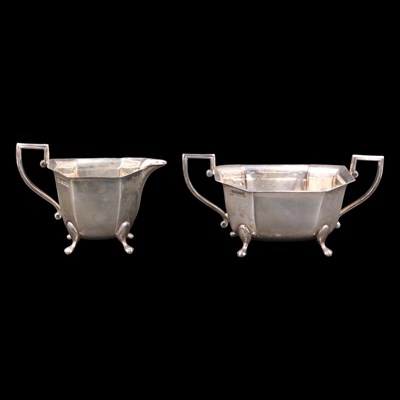 Lot 735 - A 1930s silver five-piece tea and coffee set,...
