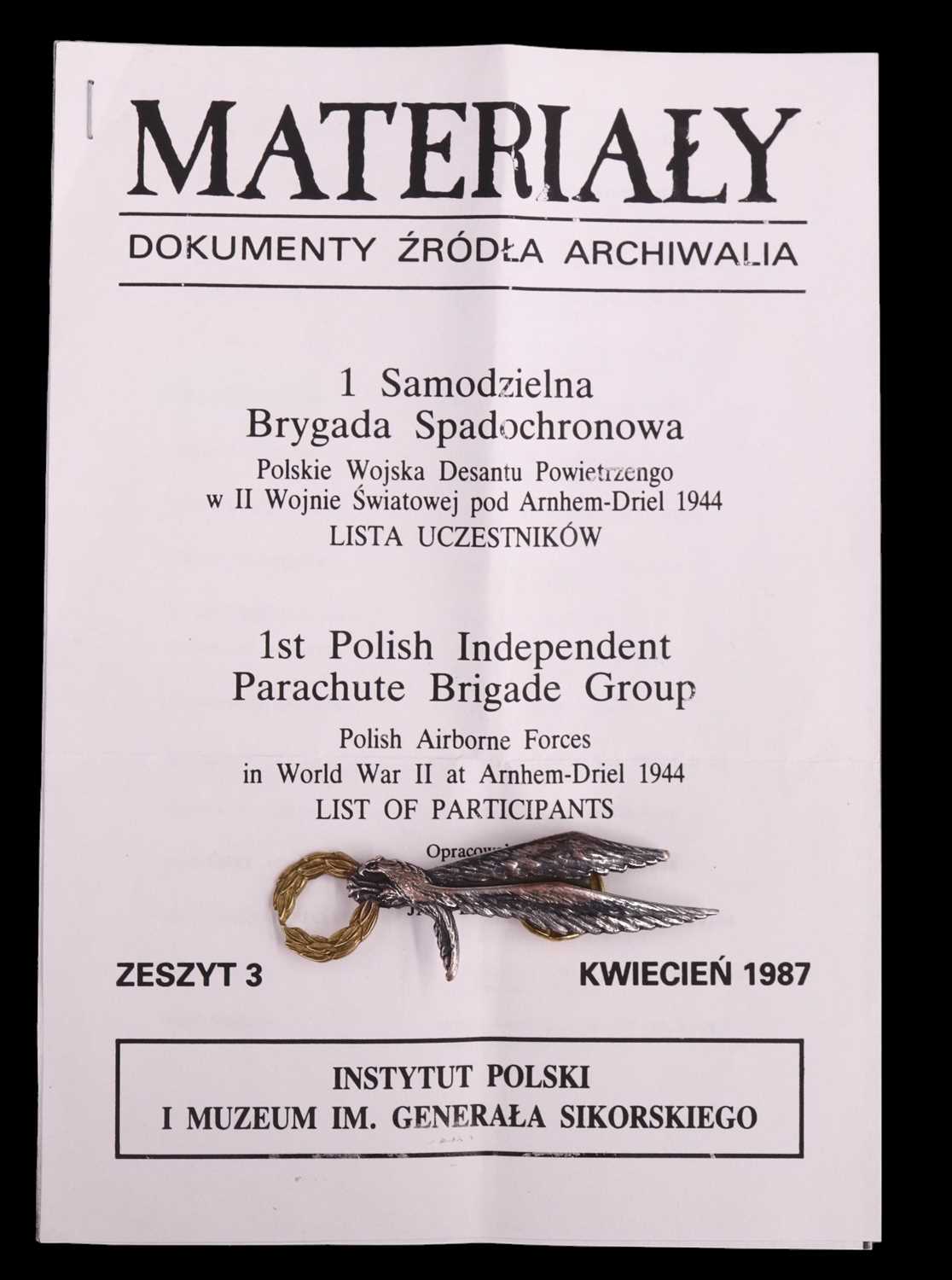 Lot 103 - A Polish paratroop Znak Spadochronowy /...