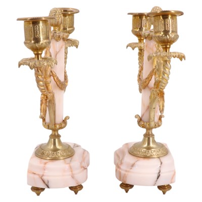 Lot 1471 - A late 19th Century French clock garniture,...