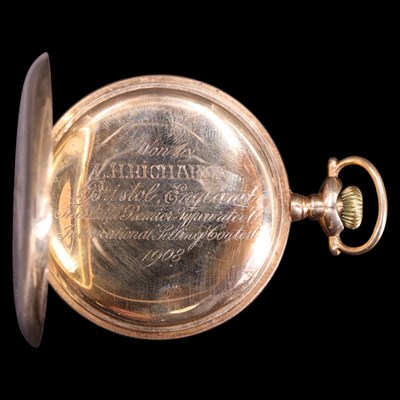 Lot 1922 - An early 20th Century 14 ct gold hunter pocket...