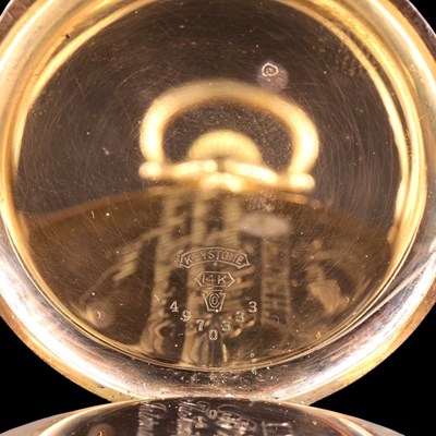 Lot 1922 - An early 20th Century 14 ct gold hunter pocket...
