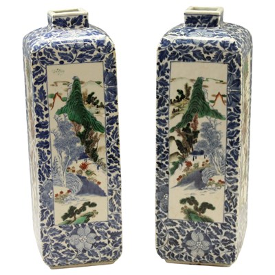 Lot 473 - A fine pair of Qing Chinese wucai porcelain...