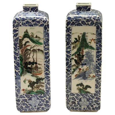Lot 473 - A fine pair of Qing Chinese wucai porcelain...