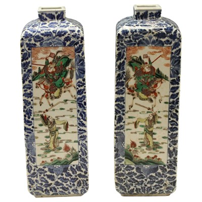 Lot 473 - A fine pair of Qing Chinese wucai porcelain...