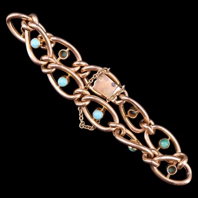 Lot 1775 - An Edwardian turquoise and jadeite set yellow...