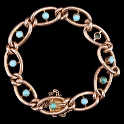 Lot 1775 - An Edwardian turquoise and jadeite set yellow...