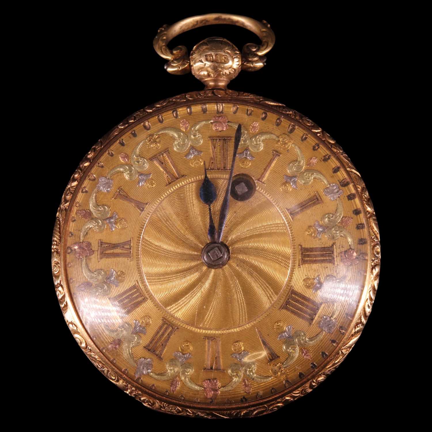 Lot 1459 - A late Georgian 18 ct gold open-faced pocket...