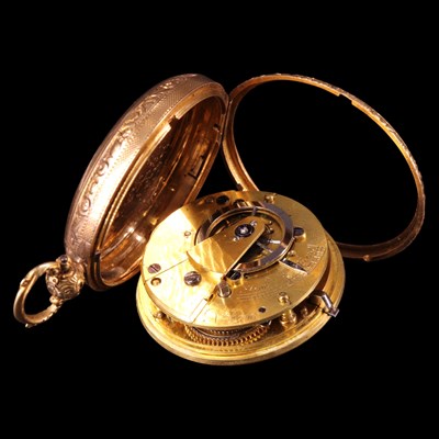 Lot 1459 - A late Georgian 18 ct gold open-faced pocket...