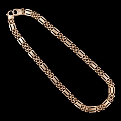 Lot 1463 - A heavy 9 ct gold bar-and brick-link neck...