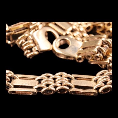 Lot 1463 - A heavy 9 ct gold bar-and brick-link neck...